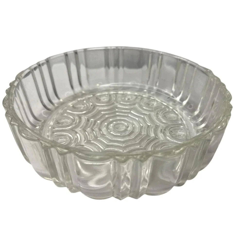 Vintage Anchor Hocking Clear Old Cafe Glass Candy Dish Bowl NO‎ Lid -7